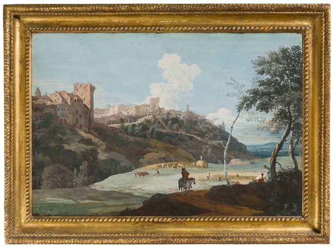 Marco RICCI - Summer Landscape with an Italian Hill Town and Grain Harvesters | MasterArt